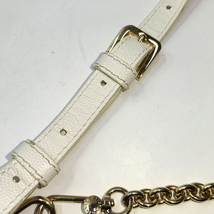 FURLA White Leather Studs Shoulder Bag Golden hardware Removable shoulder strap-(SKU)-939909071