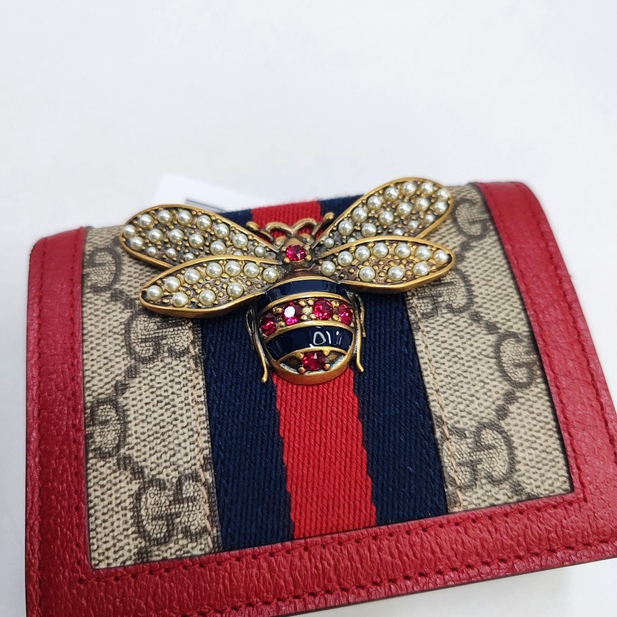 GUCCI Queen Margaret Beige Canvas Monogram Wallet Golden hardware Complete Accessories-(SKU)-949493717