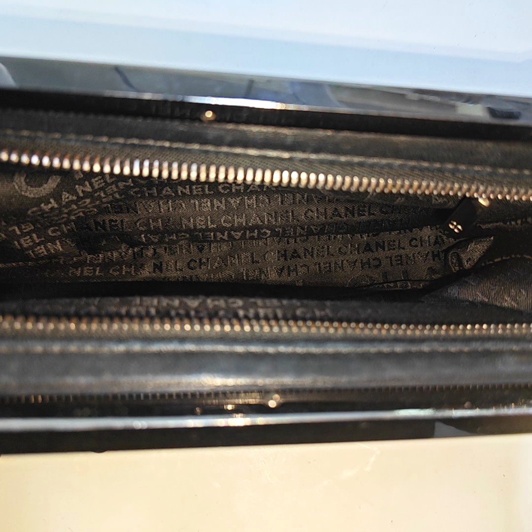 CHANEL CHOCOLATE BAR Black Lamb Skin Quilted Shoulder Bag, Handbag with Silver Hardware, 8 compartments-(SKU)-946413331