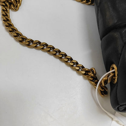 YSL PUFFER Mini Black Sheepskin Quilted V-Stripe Envelope Bag Crossbody Shoulder Bag Golden Hardware-(SKU)-967113797