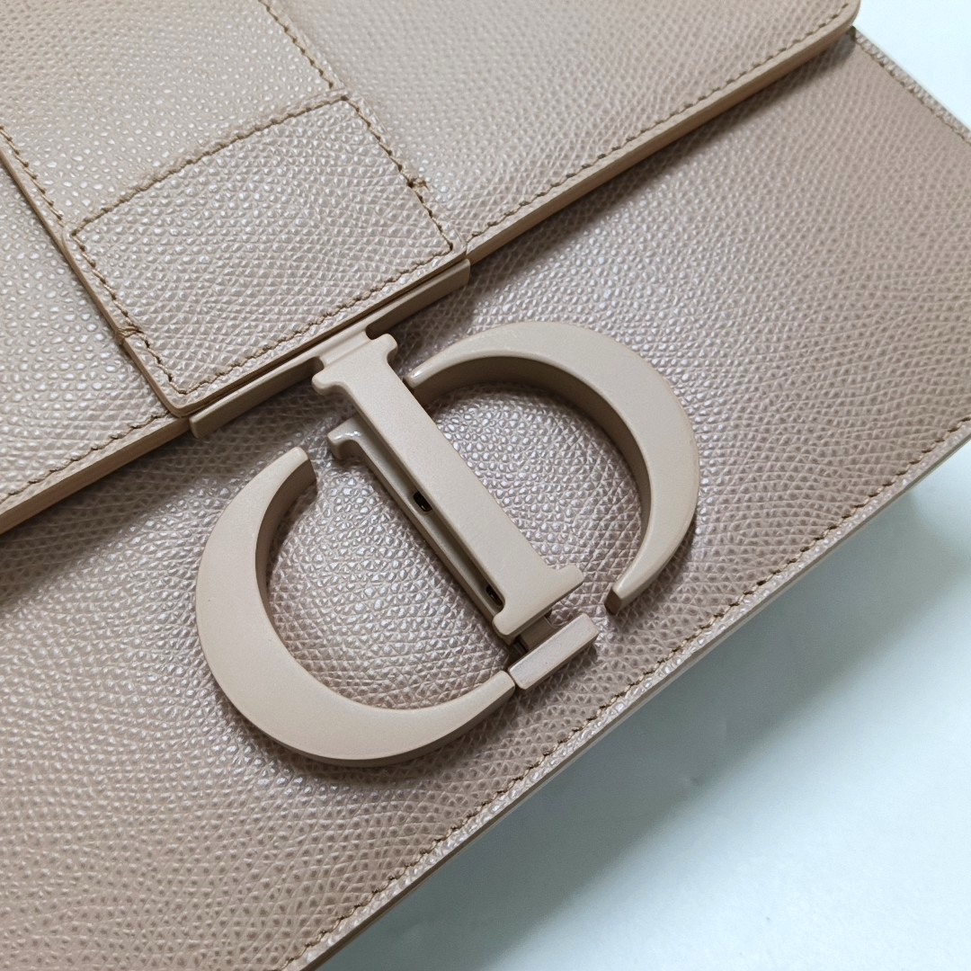 DIOR 30 Montaigne Pinkish Brown Leather Shoulder Bag Crossbody with Detachable Strap-(SKU)-958701206