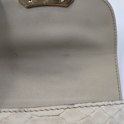 BURBERRY Langley Light Gray Leather Snake Pattern Single Shoulder Bag Crossbody Bag Golden hardware Removable shoulder strap-(SKU)-945572337