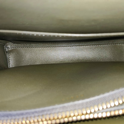 CELINE 16 Small Size Grey Lizard Skin Crossbody Shoulder Bag with Gold Hardware, Detachable Strap, Complete Accessories-(SKU)-966431025