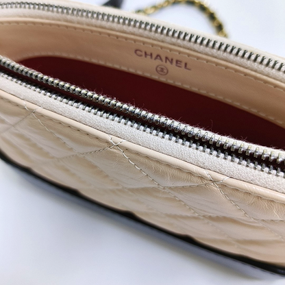 CHANEL GABRIELLE Mini Beige Calfskin QuiltedWandering Bag Crossbody Bag Single Shoulder Bag Golden and Silver Hardware 25 Compartments-(SKU)-946473222