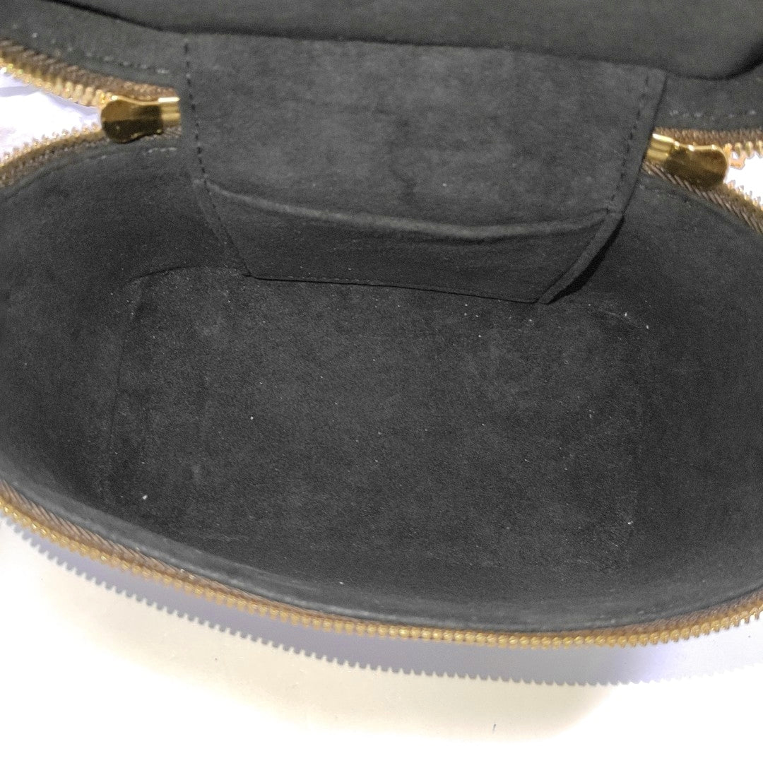 LOUIS VUITTON VANITY CHAIN POUCH Small Brown Coated Canvas Monogram Vernis Cosmetic Bag Shoulder Bag Crossbody Bag Handbag Gold Hardware Removable Shoulder Strap-(SKU)-966448523