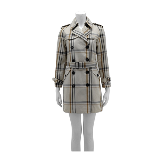 COACH XScode Spring and Autumn Grayish White Cotton Women's Medium Length Windbreaker-(SKU)-943772340