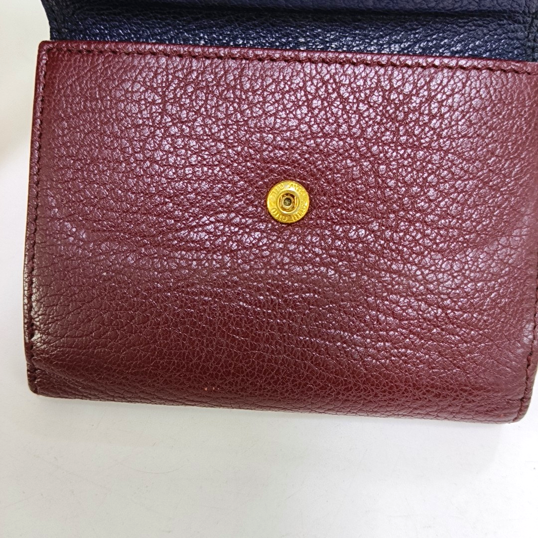 Miu Miu Miu Délice Burgundy Calfskin Leather Wallet Golden hardware-(SKU)-960123346