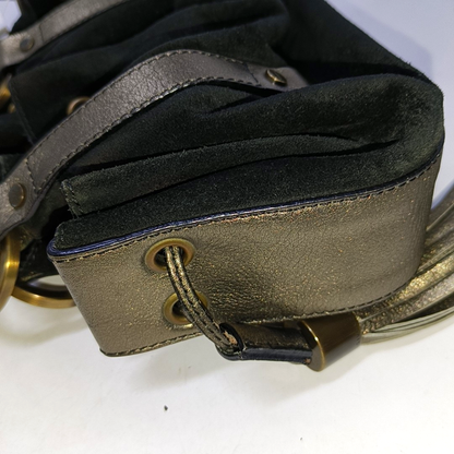GIVENCHY Tote bag Black suede fringed woven handbag Golden hardware-(SKU)-943630659