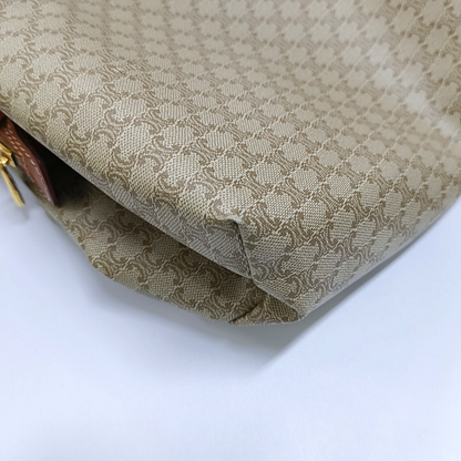 CELINE Khaki Coated Canvas Triumph Clutch Golden hardware-(SKU)-955736593