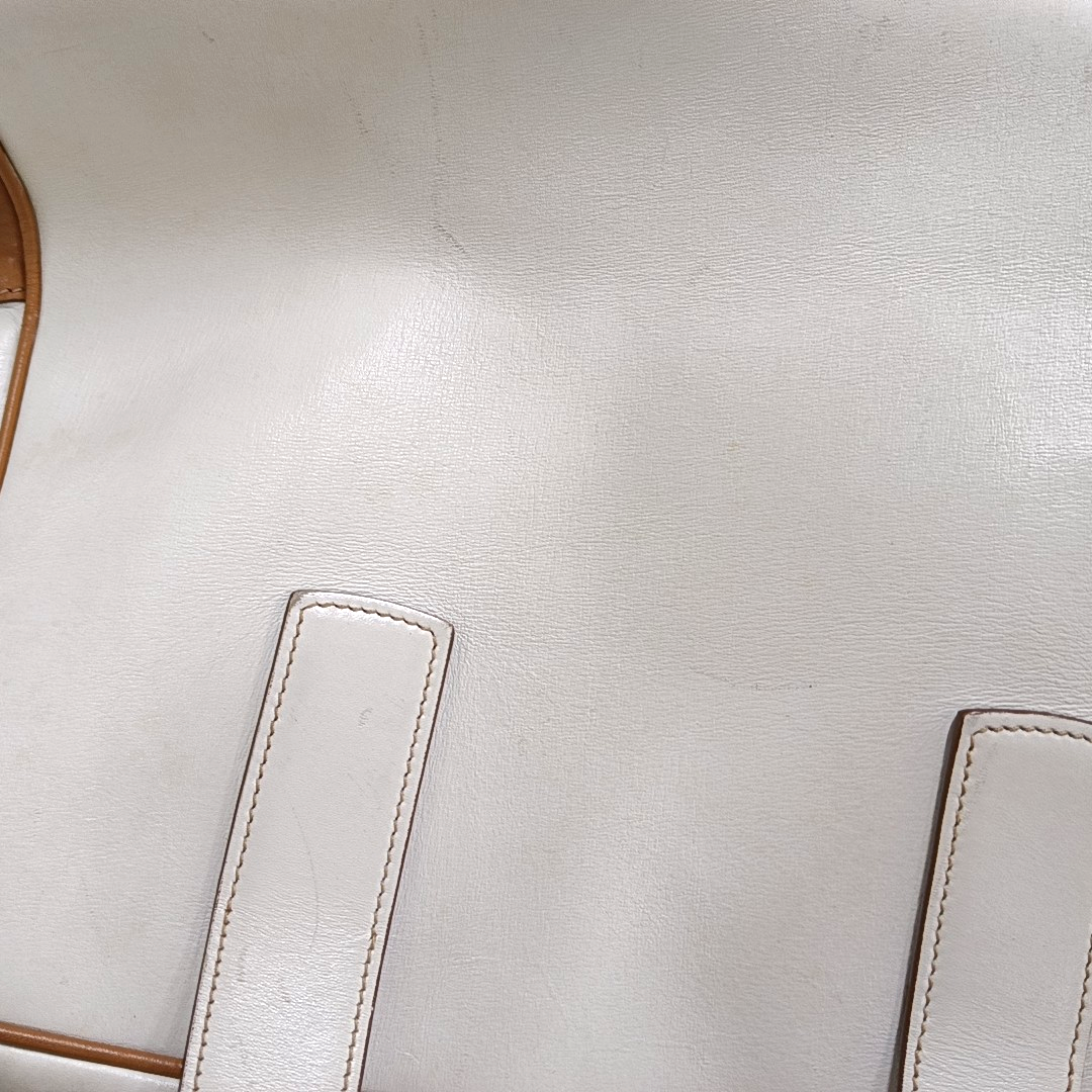 PRADA White Leather Monogrammed Tote Bag Golden hardware-(SKU)-960002423