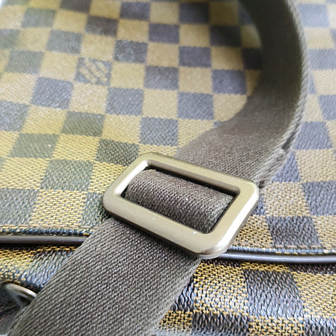LOUIS VUITTON BROOKLYN Medium size Brown Coated Canvas Checkerboard Crossbody Shoulder Bag Golden hardware-(SKU)-960589506