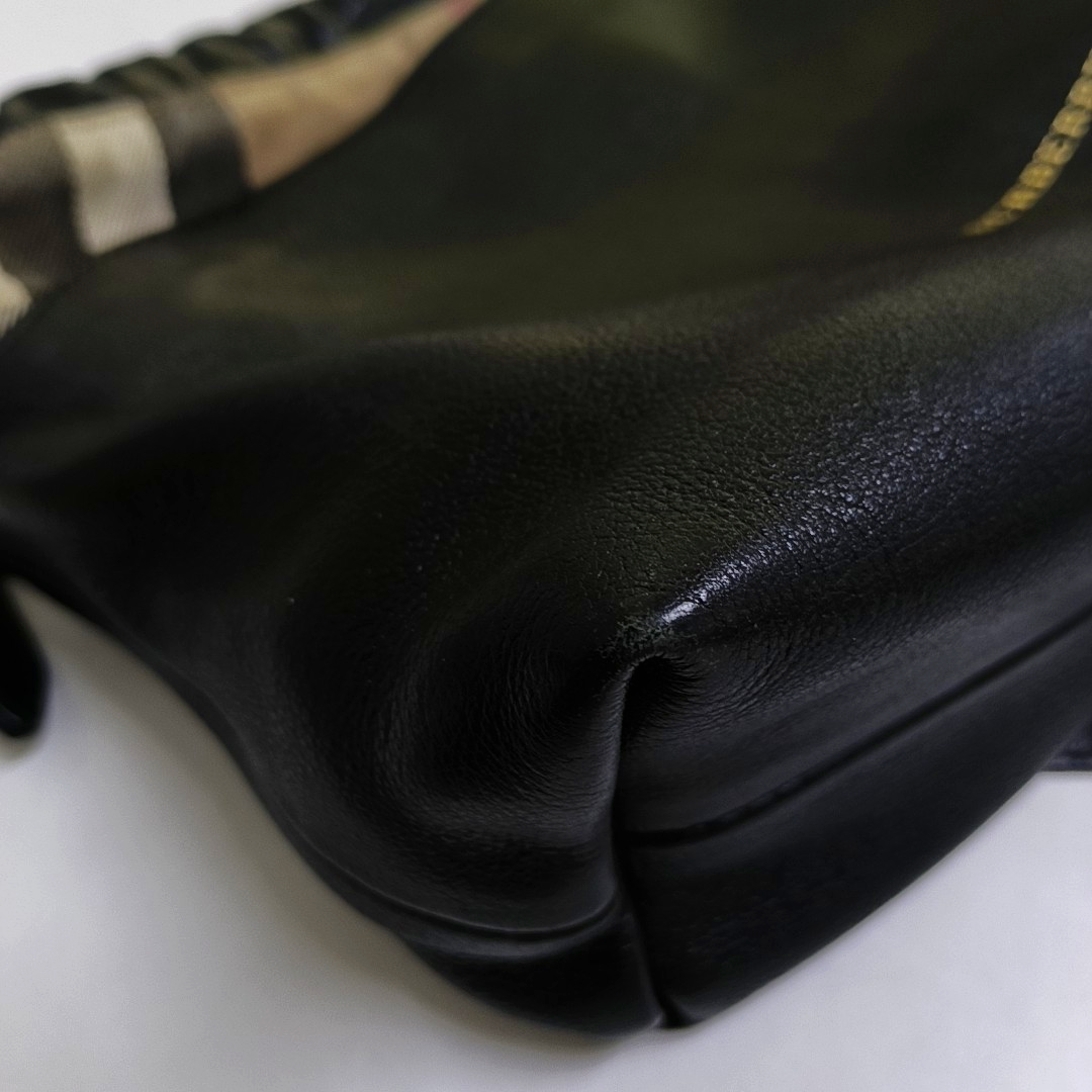 BURBERRY Black Leather Crossbody Bag Single Shoulder Bag Golden hardware Removable shoulder strap-(SKU)-947151988