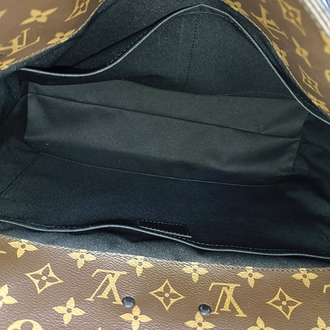 LOUIS VUITTON STEAMER Brown Coated Canvas Monogram Shoulder Bag Tote Bag Crossbody Bag Black Orange Hardware Removable Strap-(SKU)-967590852