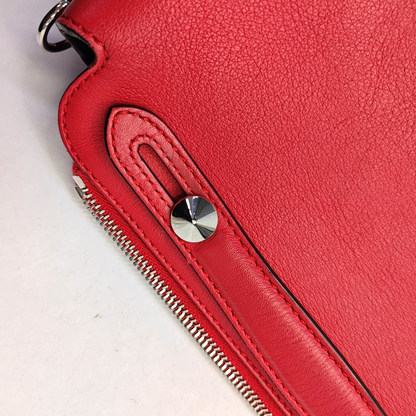 FENDI By The Way Medium size Red Cowhide Single Shoulder Bag Handbag Crossbody Bag Silver Hardware Removable shoulder strap-(SKU)-959153468
