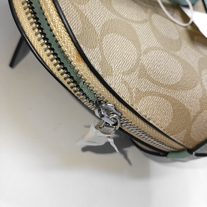 COACH SIERRA Khaki Coated Canvas Monogram Single Shoulder Bag Crossbody Tote Bag Silver Hardware Removable shoulder strap-(SKU)-942239694