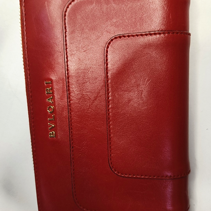 BVLGARI SERPENTI FOREVER Red Cowhide Snake Head Snake Head Wallet Gold Black White Green Hardware-(SKU)-958628798