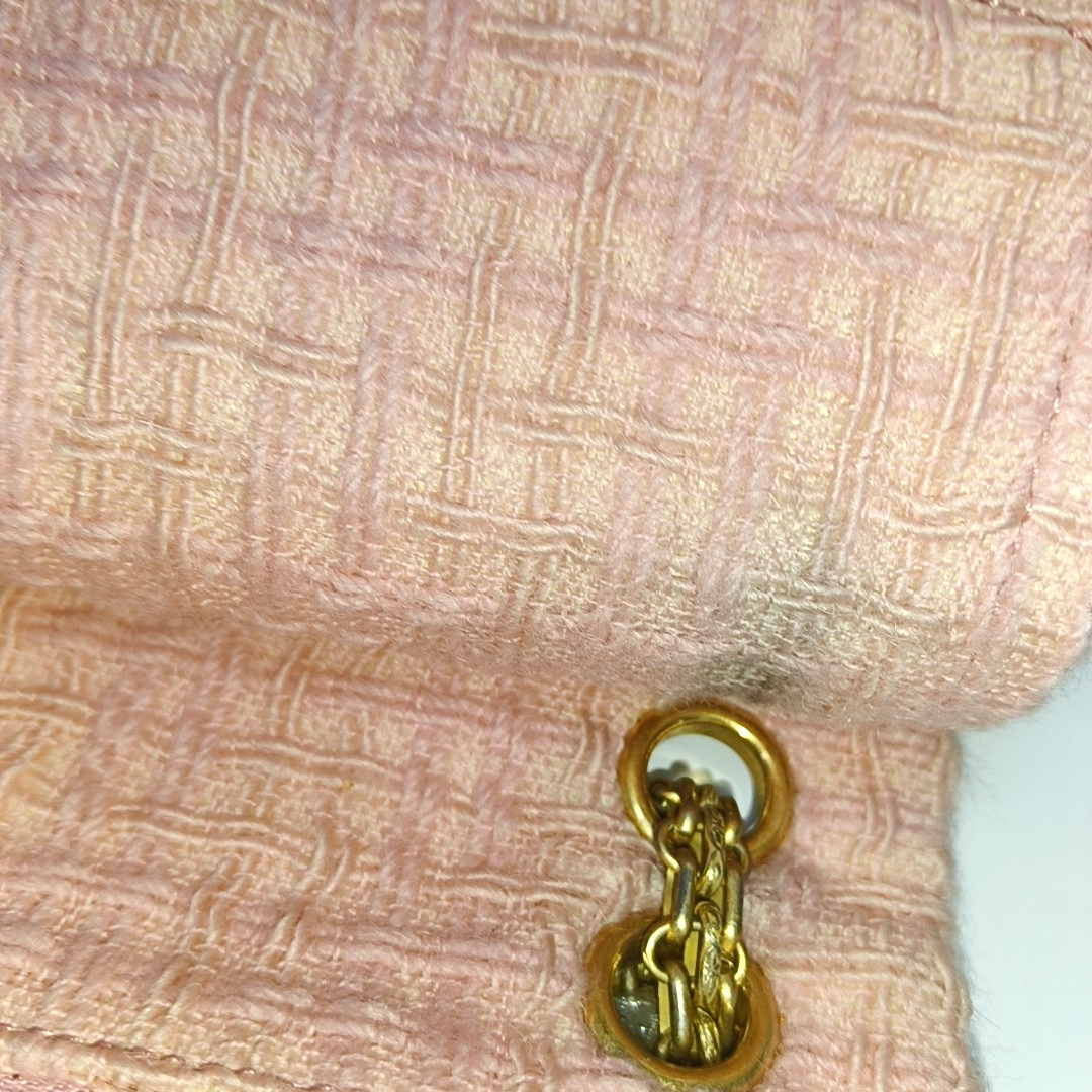 CHANEL 2.55 Small Light Pink Fabric Quilted Chain Shoulder Bag Crossbody Bag with Gold Hardware 23 Clasp-(SKU)-960446788