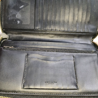COACH Black Leather Clutch Black hardware Vintage model-(SKU)-931190990