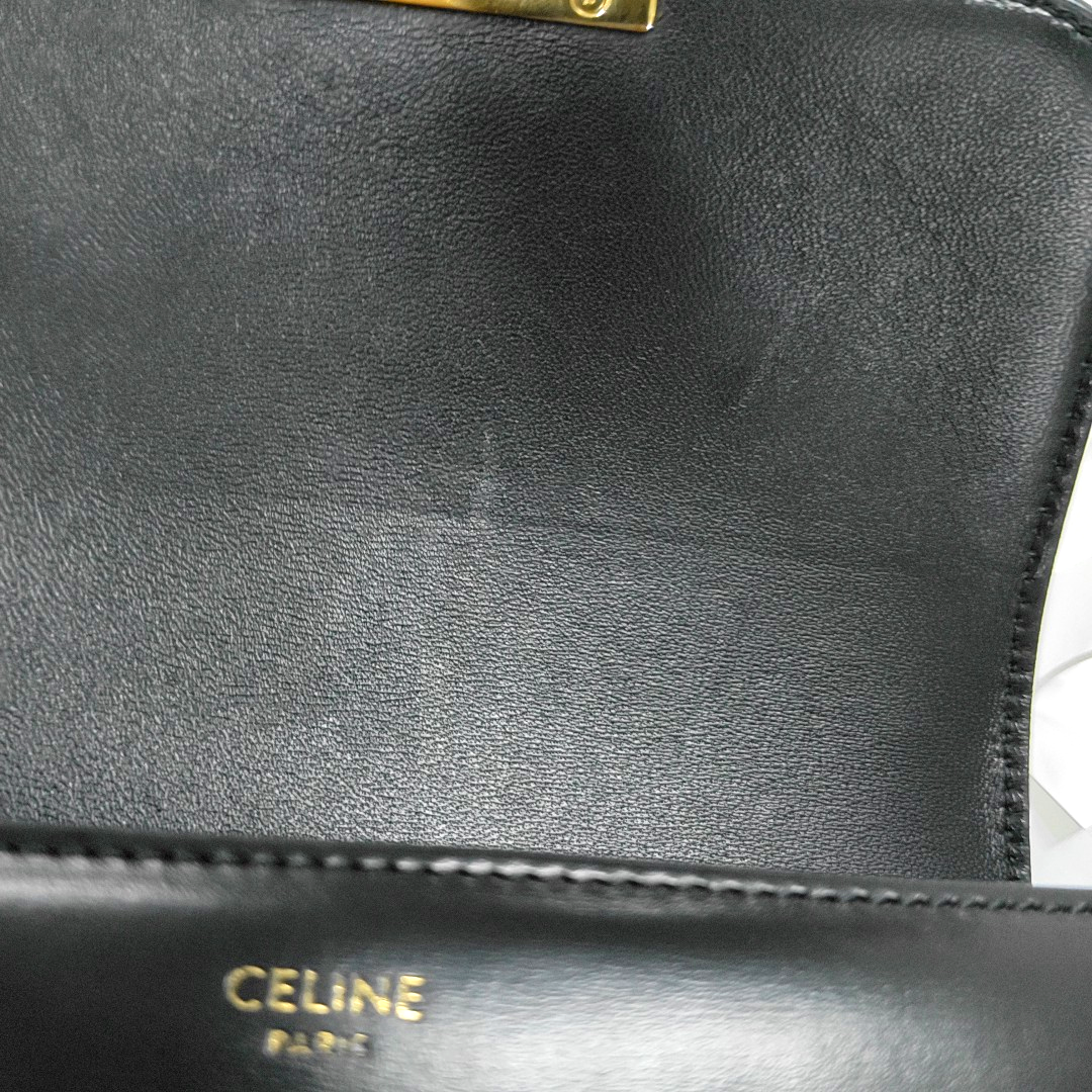 CELINE TRIOMPHE Small Black Cowhide Single Shoulder Bag Golden Hardware-(SKU)-960476690