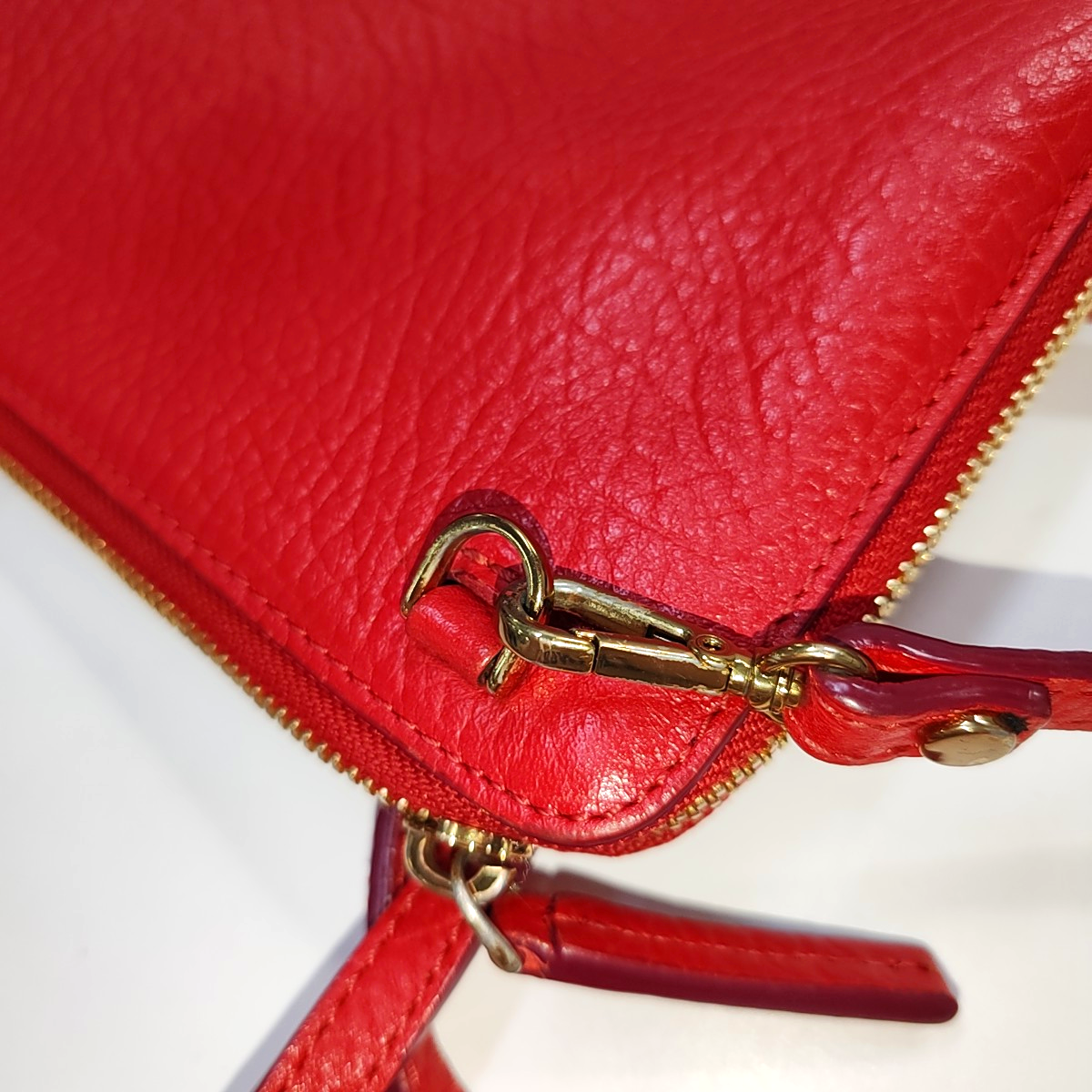 MCM Red Leather Rivet Embellished Crossbody Shoulder Bag Golden Silver Hardware Removable shoulder strap-(SKU)-942099905