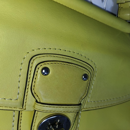 COACH WILLIS Yellow Leather Fringe Weaved Handbag Silver Hardware-(SKU)-937311657