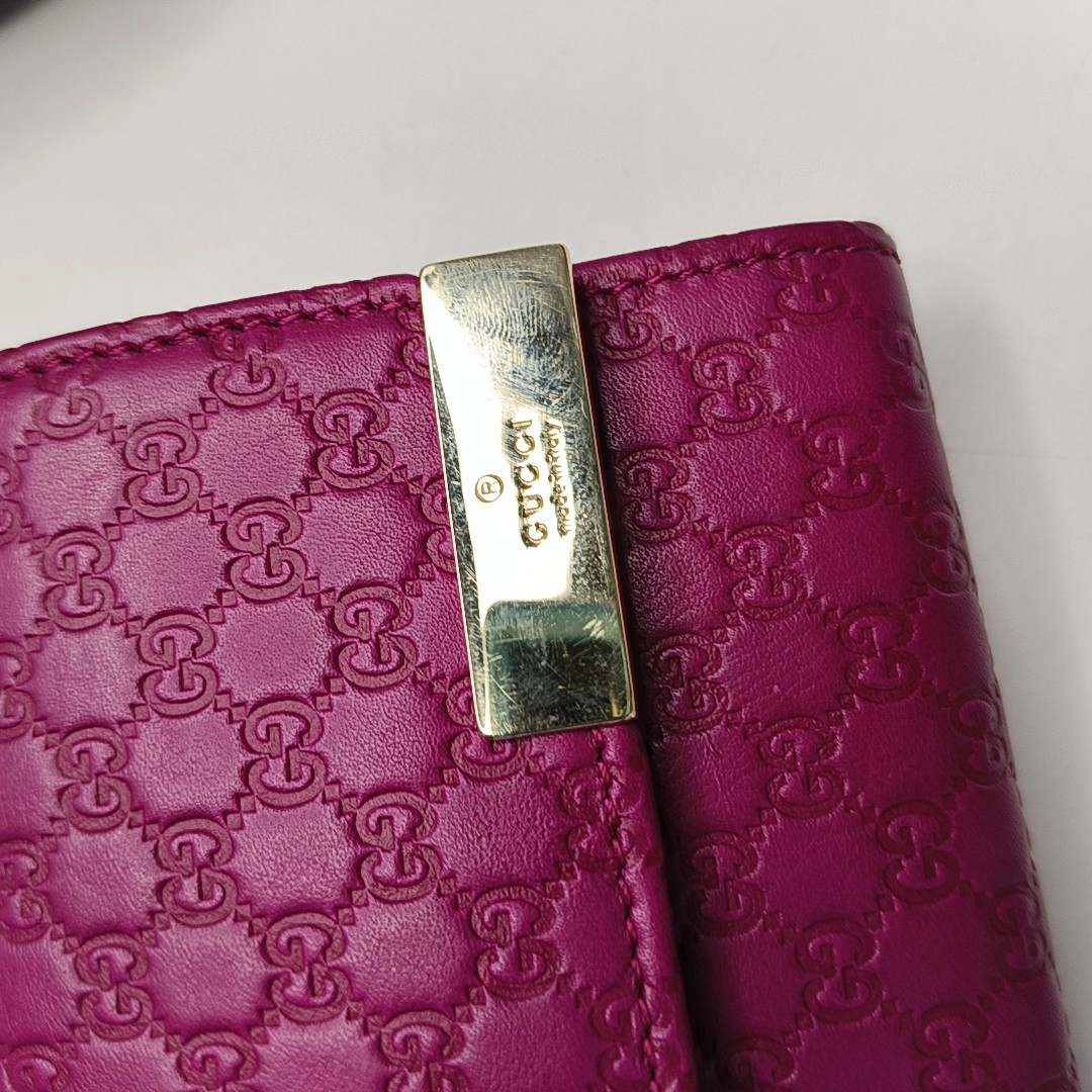 GUCCI Microguccissima Fuchsia Cowhide Monogram Wallet Golden hardware-(SKU)-957189181
