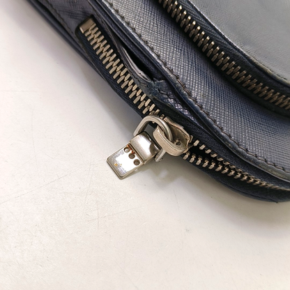 PRADA Dark Blue Leather Handbag Silver Hardware-(SKU)-954413734