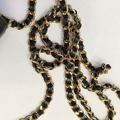 CHANEL CLASSIC FLAP Black Calfskin Quilted Cannage Shoulder Bag Gold Hardware Removable Strap-(SKU)-952640054