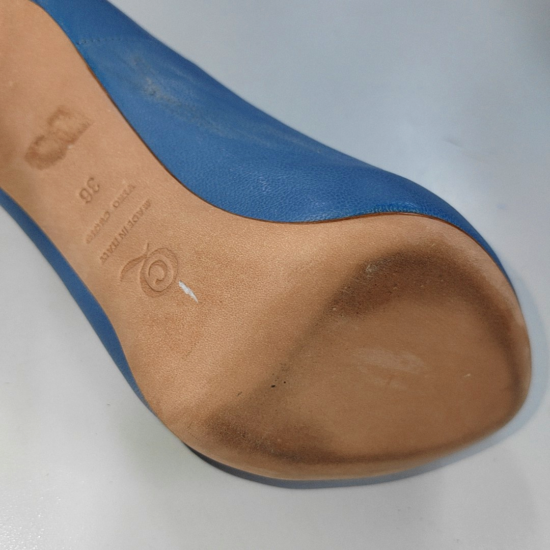 Alexander McQUEEN 36code Summer Blue Leather Women's Heels-(SKU)-13846184