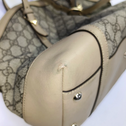 GUCCI GG Supreme Khaki Coated Canvas Monogrammed Single Shoulder Bag Tote Golden hardware Removable shoulder strap-(SKU)-944985050