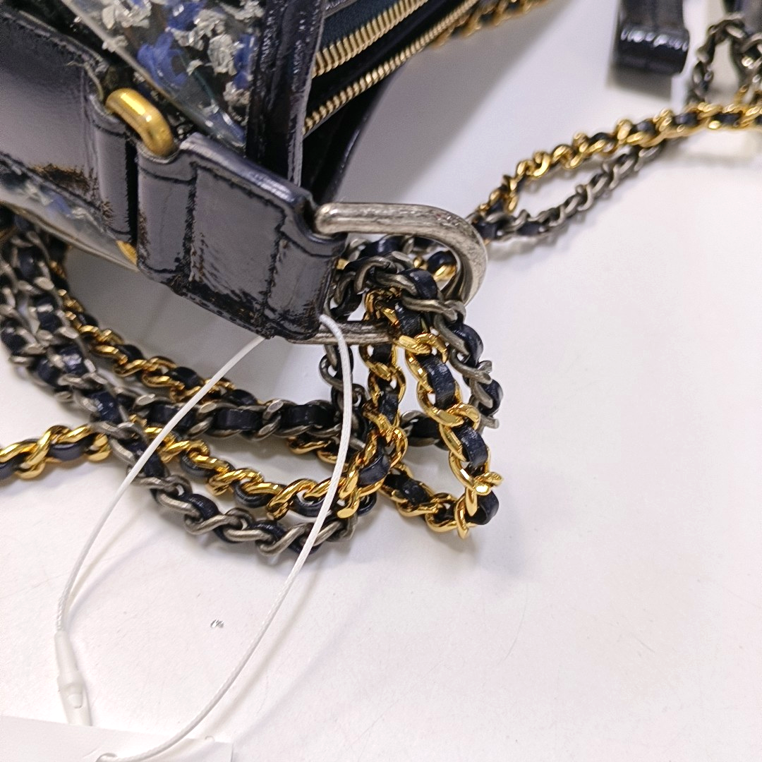 CHANEL GABRIELLE Medium Dark Blue Wool Quilted V Pattern Gabby Bag Crossbody Shoulder Bag Sling Bag Gold Silver Ruthenium Hardware 25 Clasp Removable Strap-(SKU)-954167174