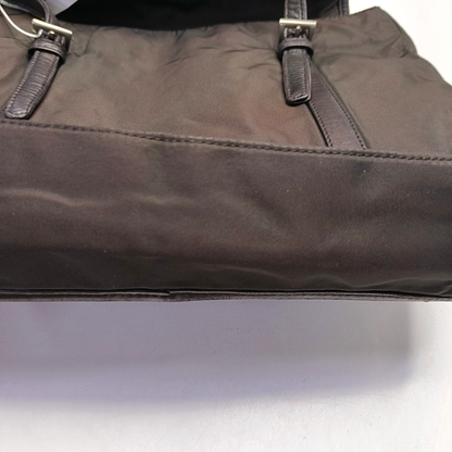 PRADA Tote bag Black Nylon Single Shoulder Bag Handbag Silver Hardware-(SKU)-945954813