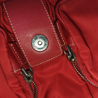 PRADA Red Nylon Single Shoulder Bag Silver Hardware Removable shoulder strap-(SKU)-939884646