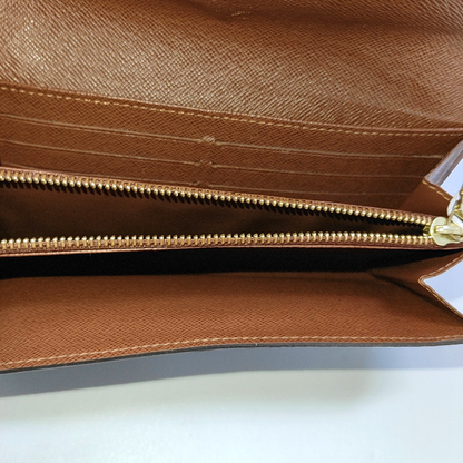 LOUIS VUITTON PORTE MONNAIE Brown coated canvas vintage wallet Golden hardware-(SKU)-956342915