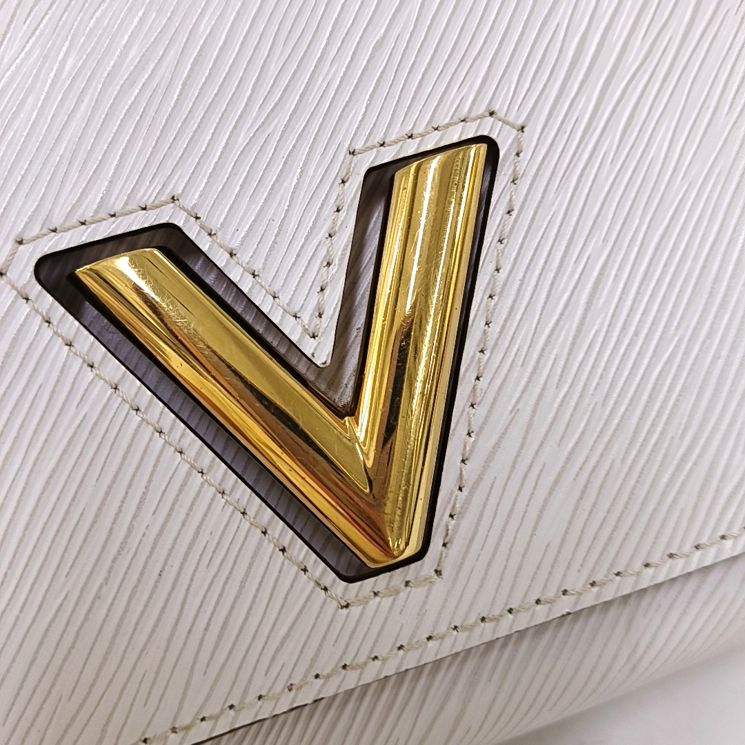 LOUIS VUITTON TWIST Small White EPI Calfskin Water Ripple Pattern Shoulder Bag with Removable Strap-(SKU)-960360137