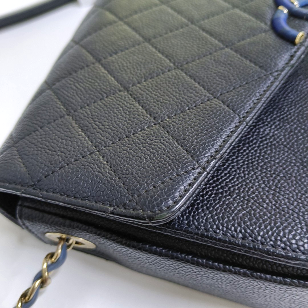 CHANEL THREAD AROUND Medium Black Calfskin Quilted Chevron Single Shoulder Bag Handbag Detachable Strap-(SKU)-954093937