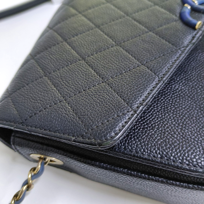 CHANEL THREAD AROUND Medium Black Calfskin Quilted Chevron Single Shoulder Bag Handbag Detachable Strap-(SKU)-954093937