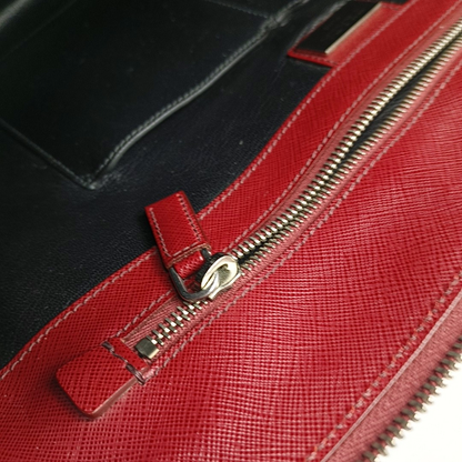 PRADA Red Cowhide Tote Bag Silver Hardware-(SKU)-954933238