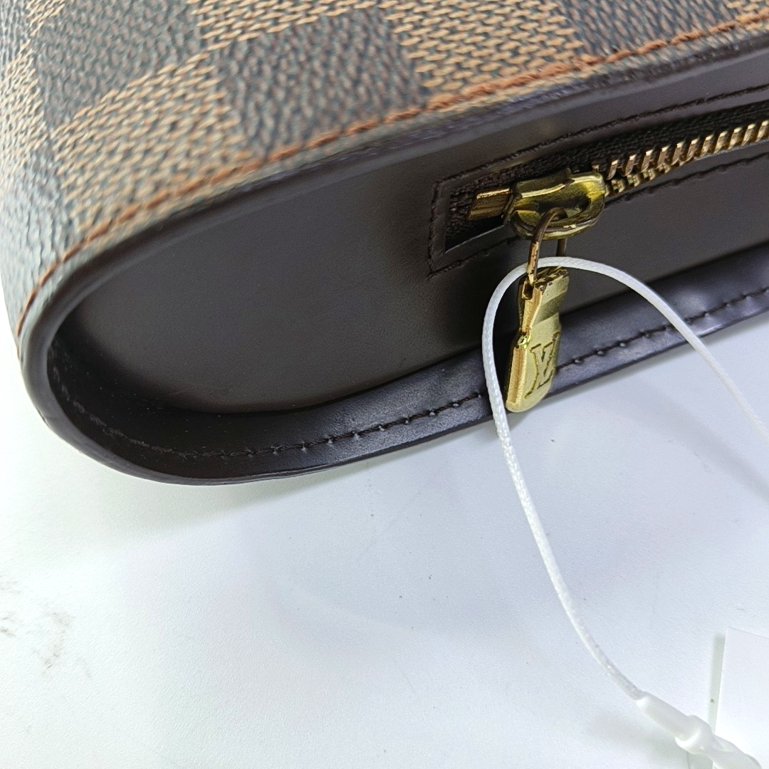LOUIS VUITTON SAINT LOUIS Brown Coated Canvas Checkered Handbag Golden hardware-(SKU)-956148257