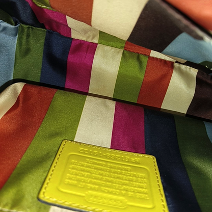 COACH WILLIS Yellow Leather Fringe Weaved Handbag Silver Hardware-(SKU)-937311657