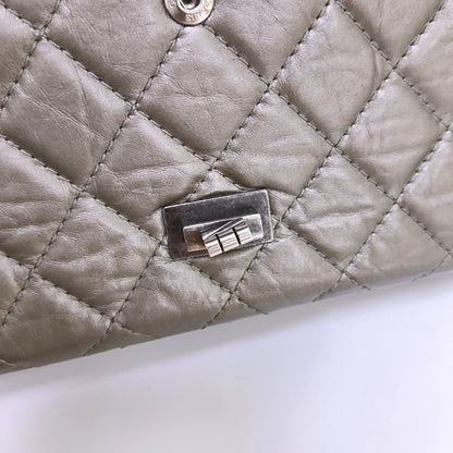 CHANEL 2.55 Large Champagne Quilted Calfskin Leather Chain Shoulder Bag Crossbody Bag with Silver Hardware 15 Clasp-(SKU)-967355800