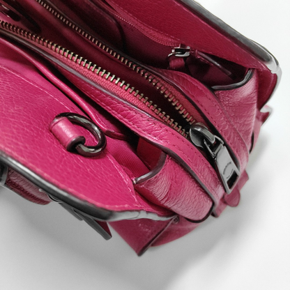 COACH MERCER Fuchsia Leather Studs Carriage Single Shoulder Bag Crossbody Handbag Black hardware Removable shoulder strap-(SKU)-934322406
