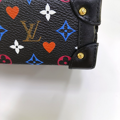 LOUIS VUITTON PETITE MALLE Black Coated Canvas Monogram Crossbody Shoulder Bag with Gold Hardware and Removable Shoulder Strap-(SKU)-962639746