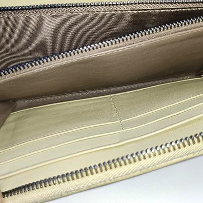 BOTTEGA VENETA Khaki Cowhide Braided Wallet Silver Hardware-(SKU)-958796805