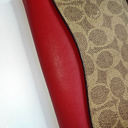 COACH Small size Red Leather Monogrammed Single Shoulder Bag Handbag Crossbody Black hardware shoulder straps-(SKU)-933513610