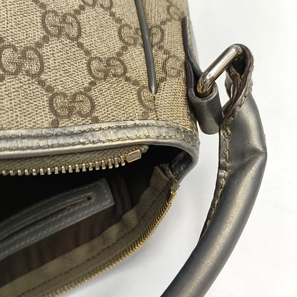 GUCCI Bardot Medium size Beige Coated Canvas Monogram Single Shoulder Bag Handbag Golden hardware-(SKU)-960390668