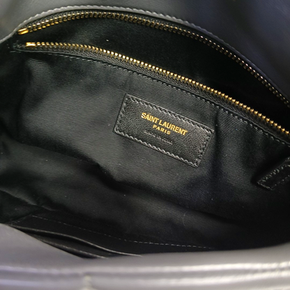 YSL PUFFER Mini Dark Gray Lamb Leather Quilted V Envelope Bag Single Shoulder Bag and Crossbody with Gold Hardware-(SKU)-955986894