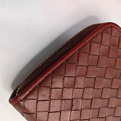 BOTTEGA VENETA Purple Cowhide Braided Wallet Golden hardware-(SKU)-948516731