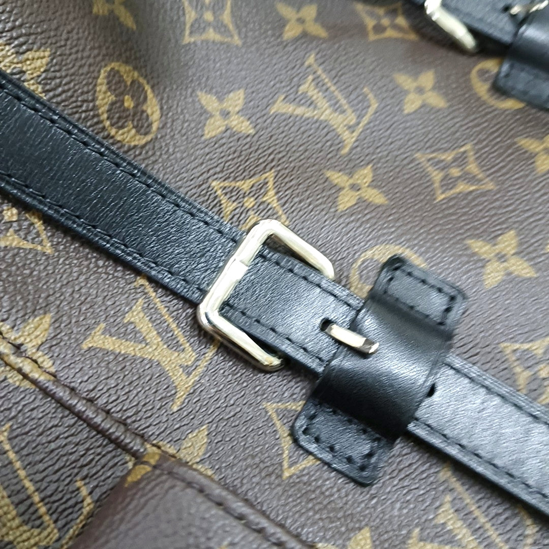 LOUIS VUITTON CHRISTOPHER Small Brown Coated Canvas Monogram Backpack with Silver Hardware-(SKU)-969646194