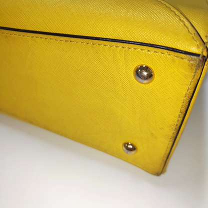 MCM NUOVO Yellow Leather Sling Shoulder Bag Golden hardware Removable shoulder strap-(SKU)-940313912